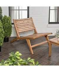 Jonathan Y Leo Mid-Century Modern Wood Armless Outdoor Patio Chair, Natural