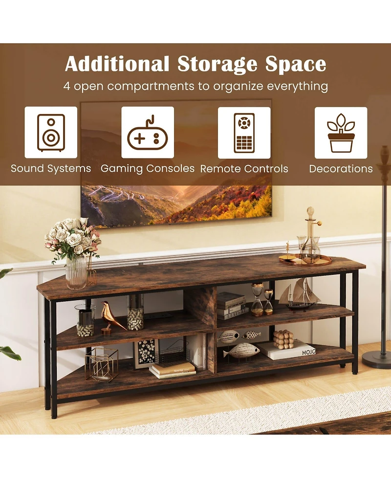 Corner Tv Stand for Tvs up to 65" TV Console Table with Ac Outlets&Usb A Ports