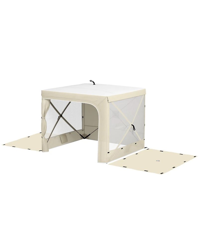 Outsunny 7' x 8' Pop Up Canopy Tent with Curtains, Nettings, Carry Bag