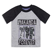 Avengers Boys Marvel Spider-Man Black Panther Iron Man Hulk Captain America 2 Pack Graphic T-Shirts to