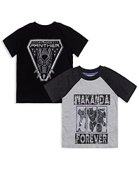Avengers Boys Marvel Spider-Man Black Panther Iron Man Hulk Captain America 2 Pack Graphic T-Shirts to