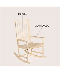 Jonathan Y Seagrove Farmhouse Classic Slat-Back 350-lbs Support Acacia Wood Outdoor Rocking Chair