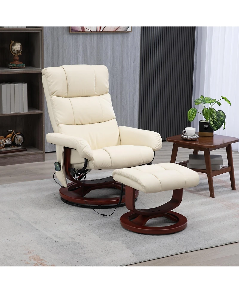 Homcom Pu Leather Massage Recliner with Ottoman and Remote,
