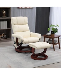Homcom Pu Leather Massage Recliner with Ottoman and Remote,