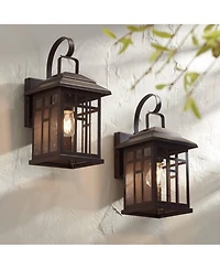 John Timberland Outdoor Wall Lights Set of 2 Fixture Carriage Style Bronze 12 1/2" Clear Glass Lantern Exterior House Porch Patio