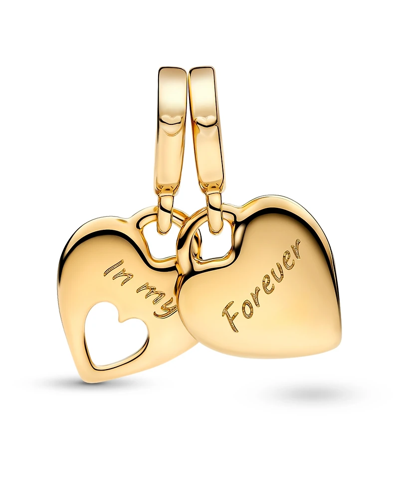 Pandora 14K Gold-Plated Double Heart Split Dangle Charm