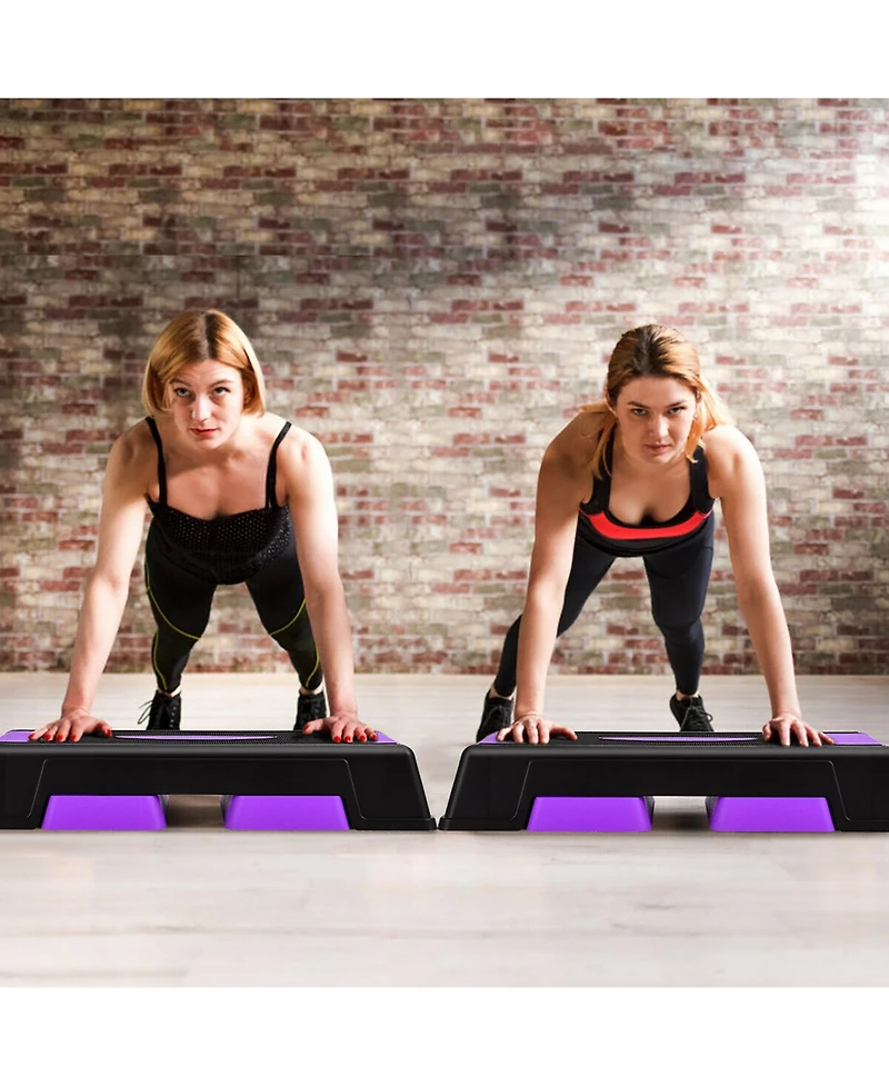 Aerobic Exercise Stepper Trainer W/Riser Adjustable Height
