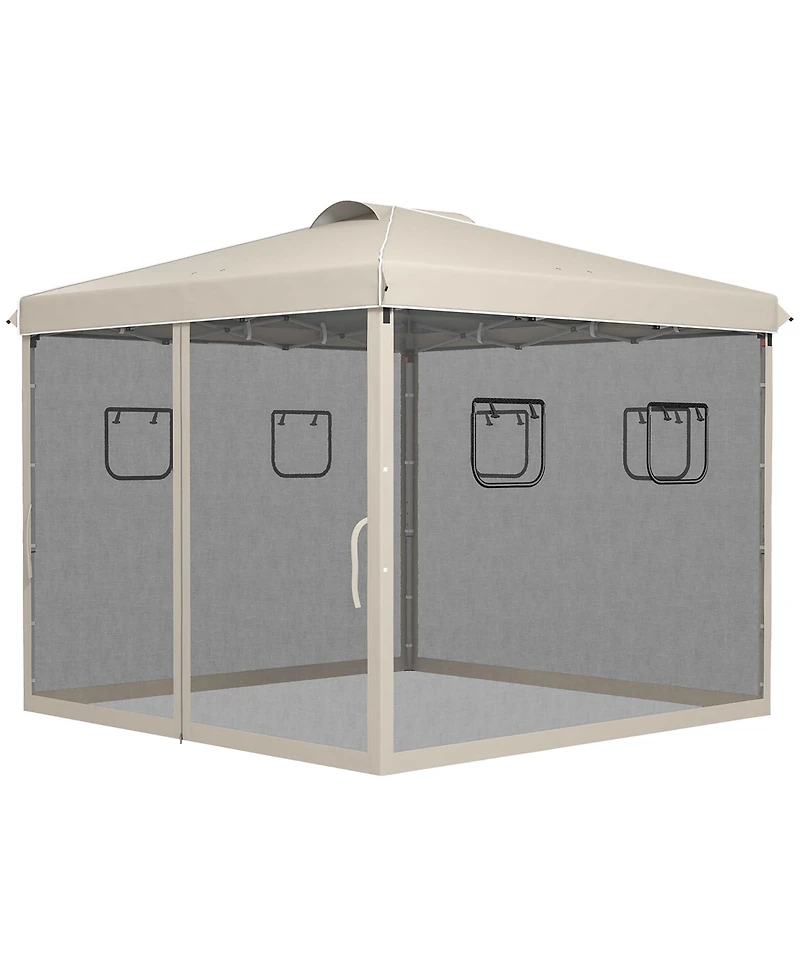 Outsunny 10' x 10' Pop Up Canopy Tent with Netting, Carry Bag and Windows