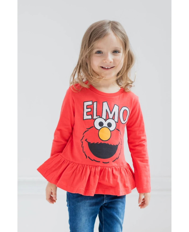 Sesame Street Girls 2 Pack Peplum Long Sleeve T-Shirts