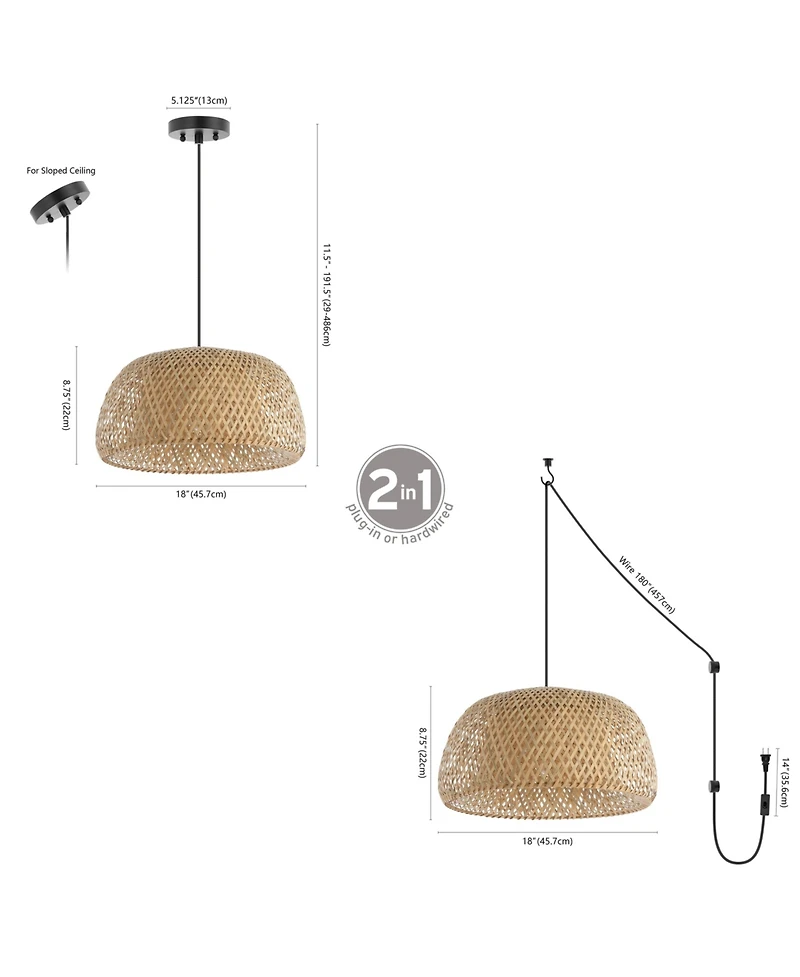 Jonathan Y Mateo Farmhouse Coastal Bamboo Led Pendant