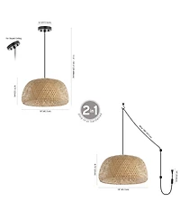 Jonathan Y Mateo Farmhouse Coastal Bamboo Led Pendant