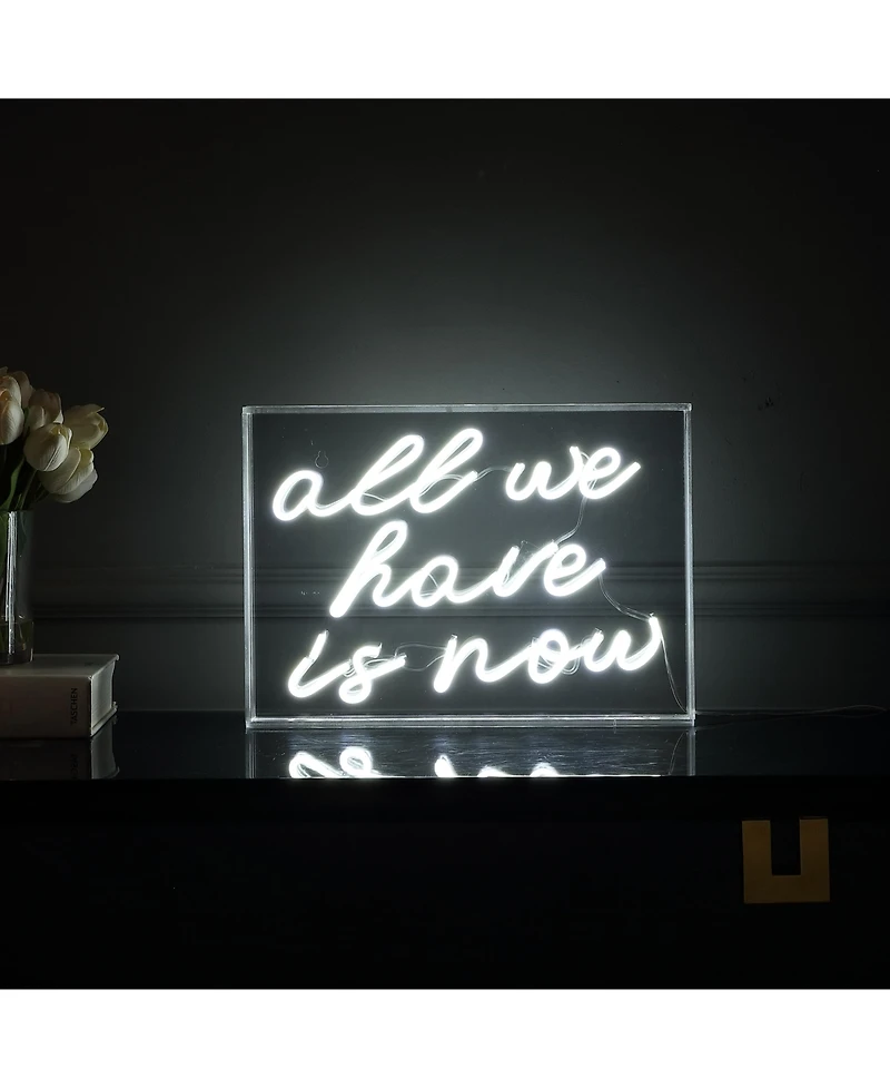 All We Have Is Now Contemporary Glam Acrylic Box Usb Operated Led Neon Light Lamp