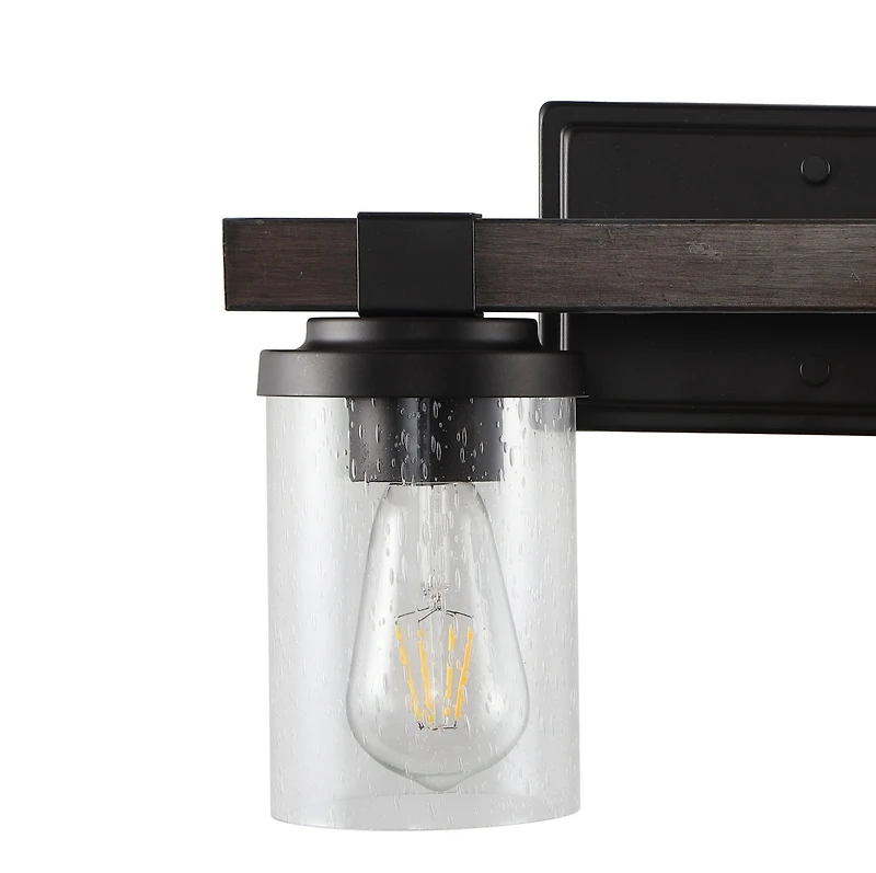 Jonathan Y Bungalow Iron/Seeded Glass Rustic Farmhouse Led Vanity Light