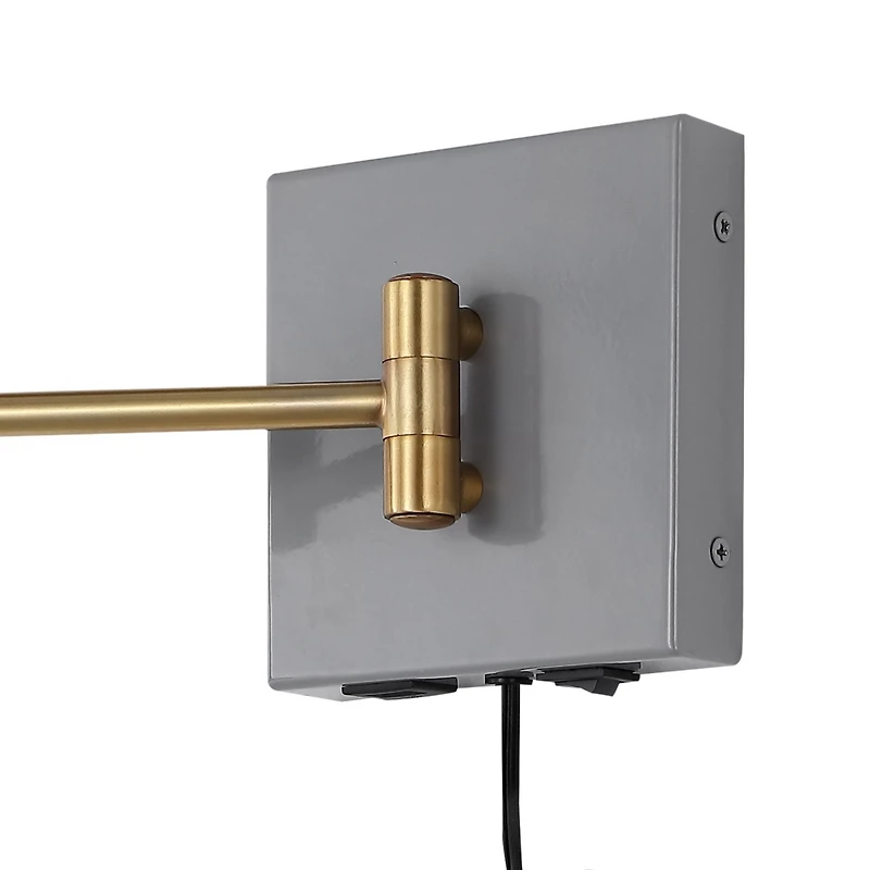 Jonathan Y Hygge Swing Arm Modern Midcentury Iron Usb Charging Port Led Sconce