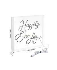 Jonathan Y Happily Ever After Square Contemporary Glam Acrylic Box Usb Operated Led Neon Light