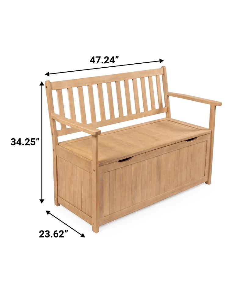 Jonathan Y Sophie 48" Traditional Farmhouse Lift-Top Acacia Wood Storage & Entry Bench, Light Teak Matte Finish