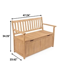 Jonathan Y Sophie 48" Traditional Farmhouse Lift-Top Acacia Wood Storage & Entry Bench, Light Teak Matte Finish