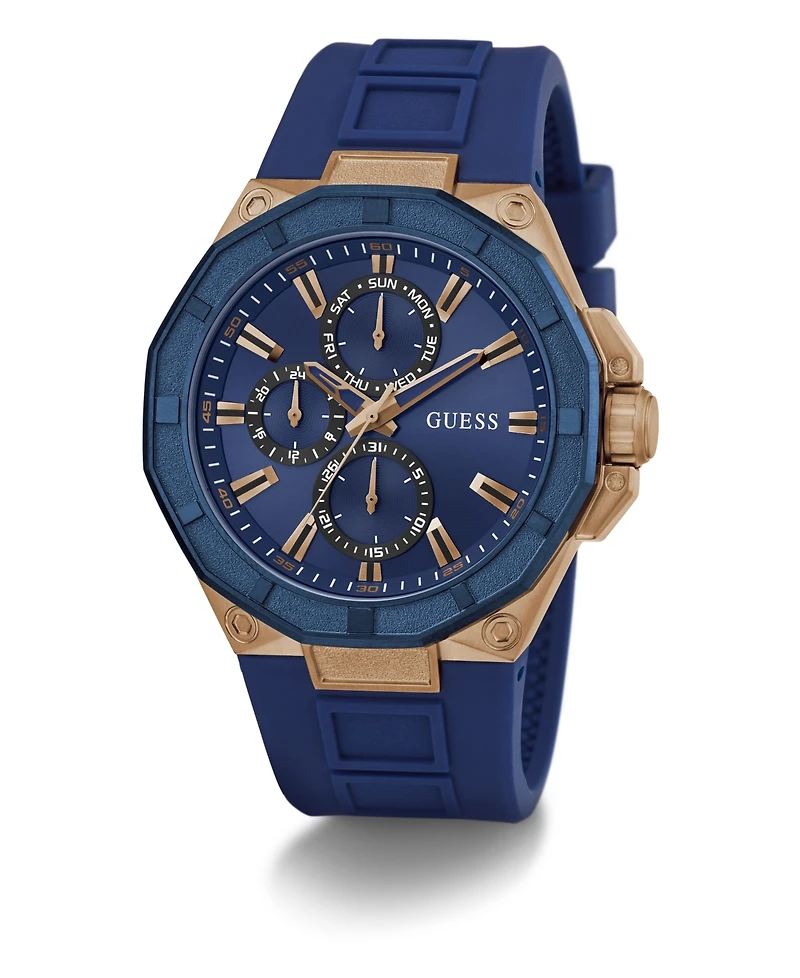 Guess Men's Multi-Function Blue Silicone Watch 46mm