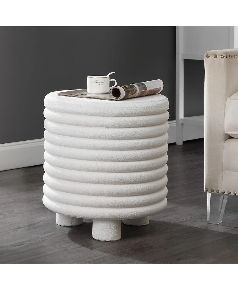 Jonathan Y Evans 18" Minimalist Modern 3-Legged Drum Indoor/Outdoor Accent Table, Gray Frosted