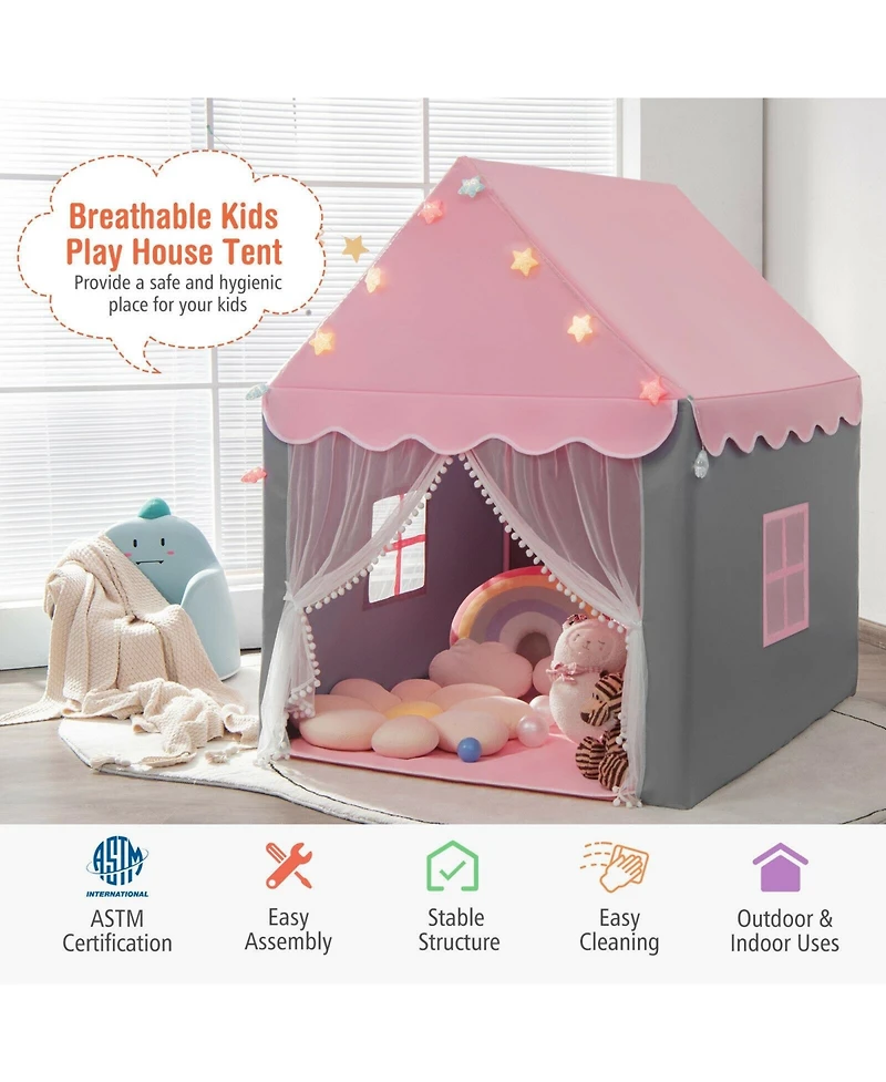Skonyon Kids Playhouse Tent with Star Lights and Mat