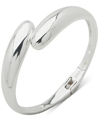 Anne Klein Silver-Tone Open Spring Hinge Bangle Bracelet