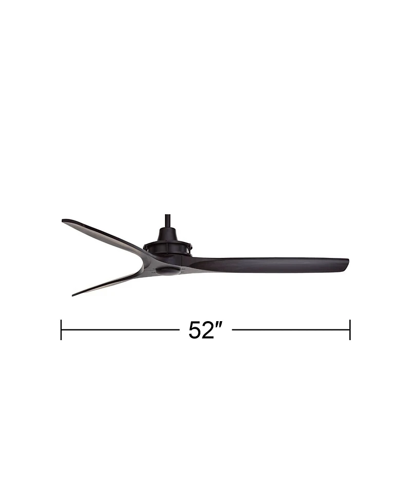 52" Windspun Modern Indoor 3 Ceiling Fan with Remote Control Matte Black Solid Wood for Living Room Kitchen House Bedroom Family Dining Home Offi