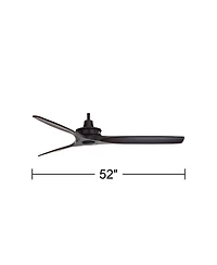 52" Windspun Modern Indoor 3 Ceiling Fan with Remote Control Matte Black Solid Wood for Living Room Kitchen House Bedroom Family Dining Home Offi