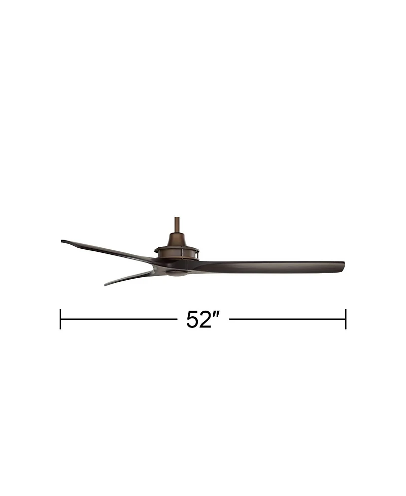 52" Windspun Rustic Farmhouse 3 Blade Indoor Ceiling Fan with Remote Control Oil Rubbed Bronze Matte Black Solid Wood for Living Kitchen House Bedroom
