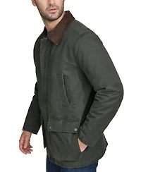 Cole Haan Men's Corduroy-Shirt-Collar Waxed Rain Jacket