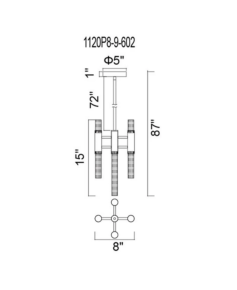 Cwi Lighting 16" Metal Orgue 9 Light Mini Pendant