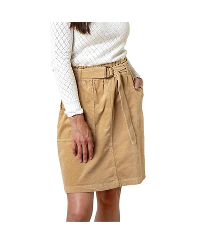 Hope & Henry Women's Organic Corduroy Belted Cinch Waist Skirt