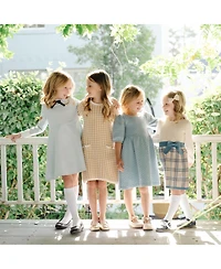 Hope & Henry Girls' Quilted Puff Sleeve Dress