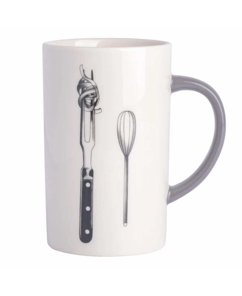 Babish Carving Fork and Whisk Latte Tattoo Mug, 15oz