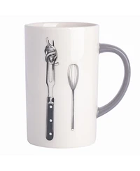 Babish Carving Fork and Whisk Latte Tattoo Mug, 15oz