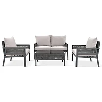 Streamdale 4-Piece Grey Patio Furniture Set with Cushions