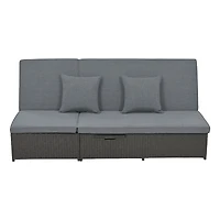 Streamdale Furniture Gray Wicker Rattan Double Sunbed Recliners for 2