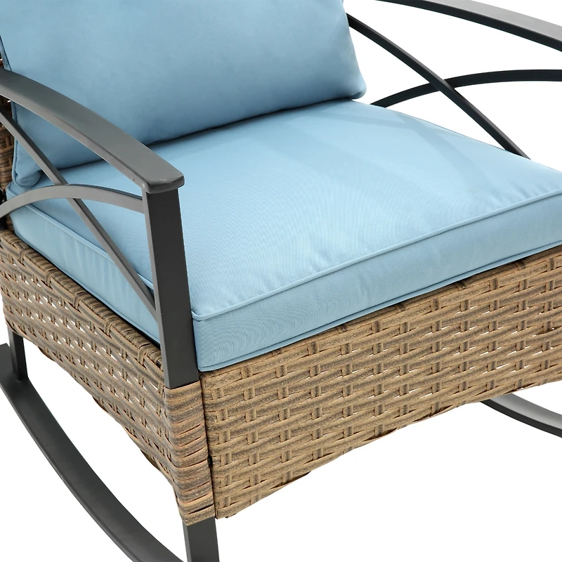 Streamdale 3-Piece Outdoor Rattan Rocking Chair Set (Grey)
