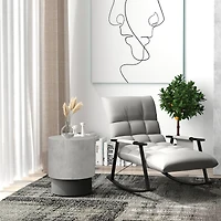 Homcom Concrete Finish Accent Table, Round Side Table,