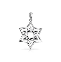 Bling Jewelry Black and White Cz Judaica Hanukkah Star of David Pendant Necklace Sterling Silver