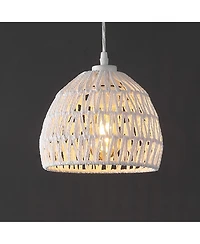 Jonathan Y Campana 8.25" 1-Light Bohemian Modern Woven Rope/Iron Led Pendant, White