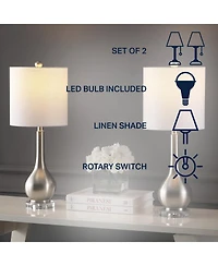 Jonathan Y Dylan 25" Metal/Crystal Teardrop Led Table Lamp, Oil Rubbed Bronze (Set of 2)