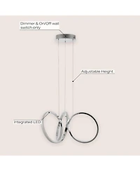 Jonathan Y Helix 24" 1-Light Contemporary Minimalist Aluminum Ribbon Integrated Led Pendant, Chrome/Silver