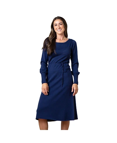 Hope & Henry Women's Organic Bellow Sleeve Pointelle Sweater Dress