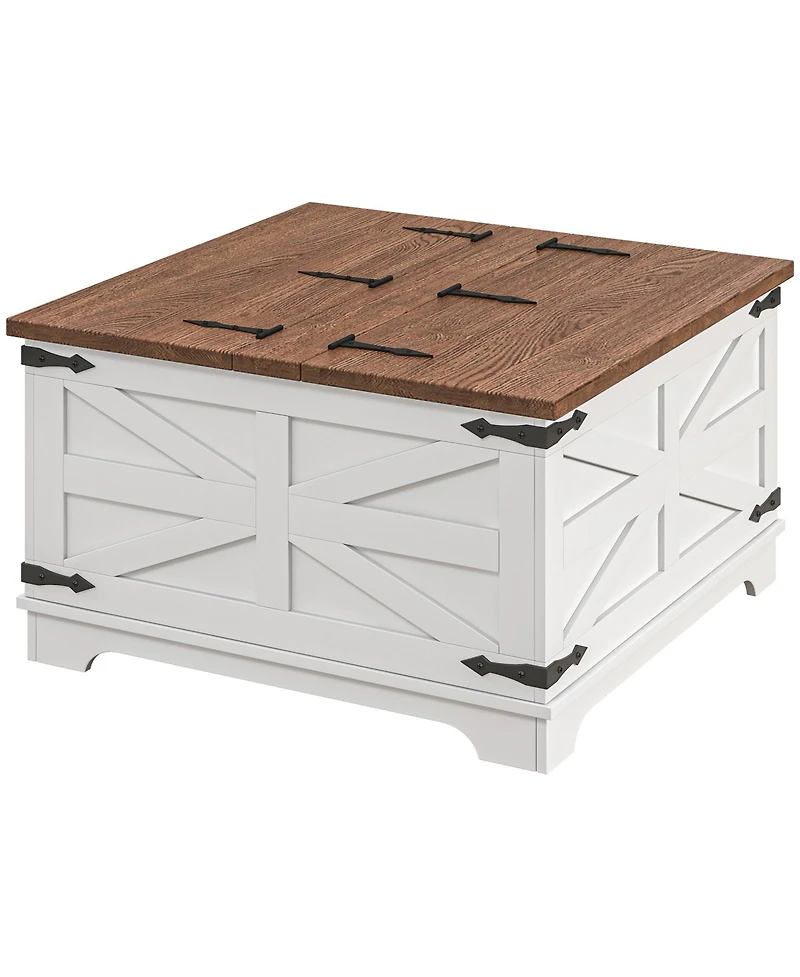 Homcom Table with Flip Top Hidden Storage, Square Center Table