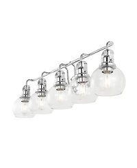 Jonathan Y Shirley 36.25" 5-Light Metal/Seeded Glass Vanity Light, Chrome