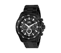 Invicta Men's Speedway Quartz Multifunction Black Dial Stainless Steel Bracelet Watch