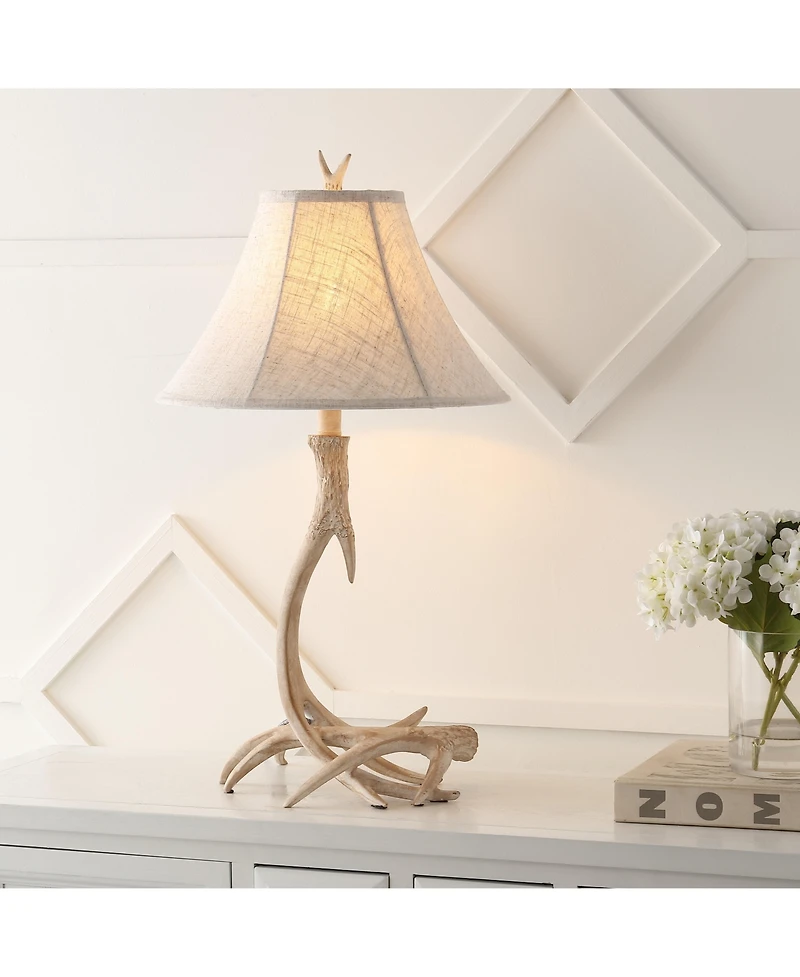 Jonathan Y Antler 27.5" Rustic Resin Led Table Lamp, Beige