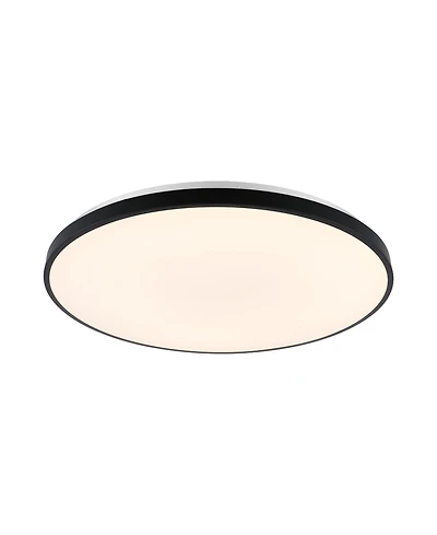 Jonathan Y Astrid 21.25" 1-Light Modern Minimalist Iron Circle Integrated Led Flush Mount, Brushed Nickel