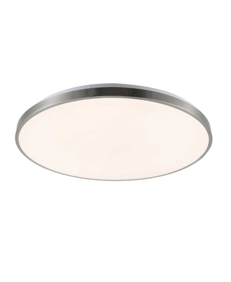 Jonathan Y Astrid 21.25" 1-Light Modern Minimalist Iron Circle Integrated Led Flush Mount, Brushed Nickel