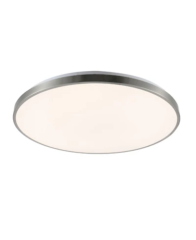 Jonathan Y Astrid 21.25" 1-Light Modern Minimalist Iron Circle Integrated Led Flush Mount, Brushed Nickel